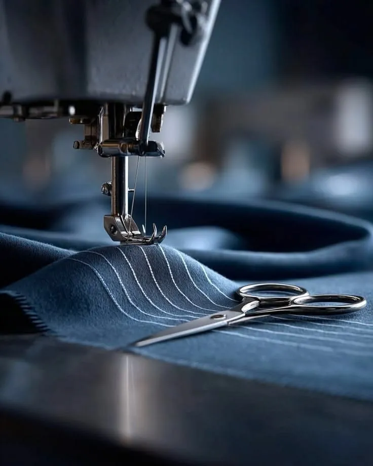 Stitching striped fabric to specification