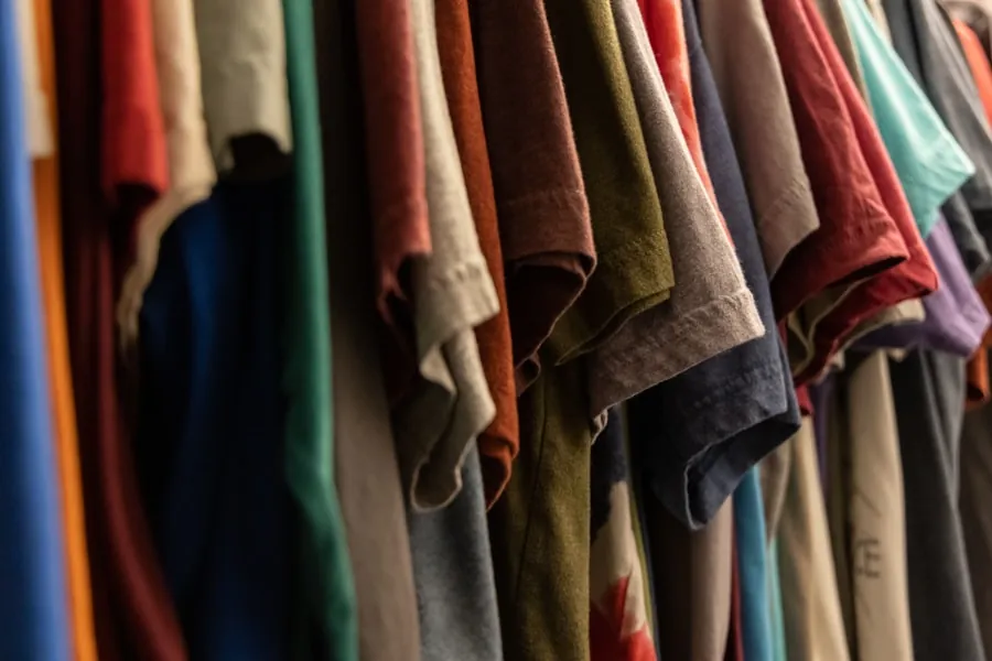 Casual shirts hanging on a rack