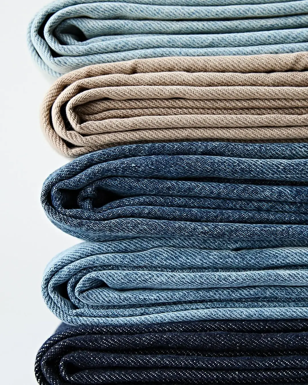Folded denim jeans